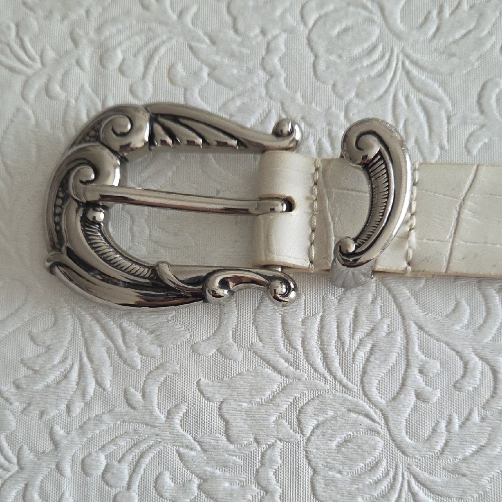 Off White Croco Embossed Belt